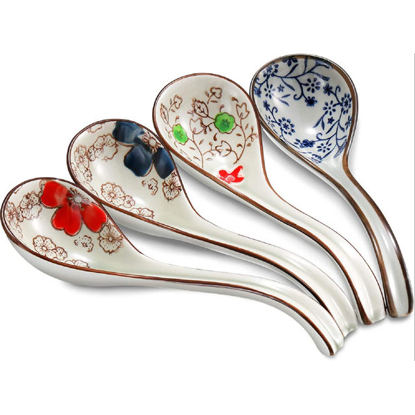Red Barrel Studio® Japanese And Korean Ceramic Soup Spoons Set Asian